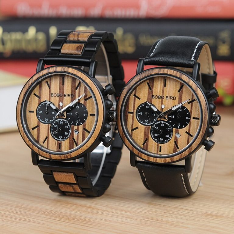 BOBO BIRD Stopwatch Bamboo Wooden Watch Gift in Wood Box