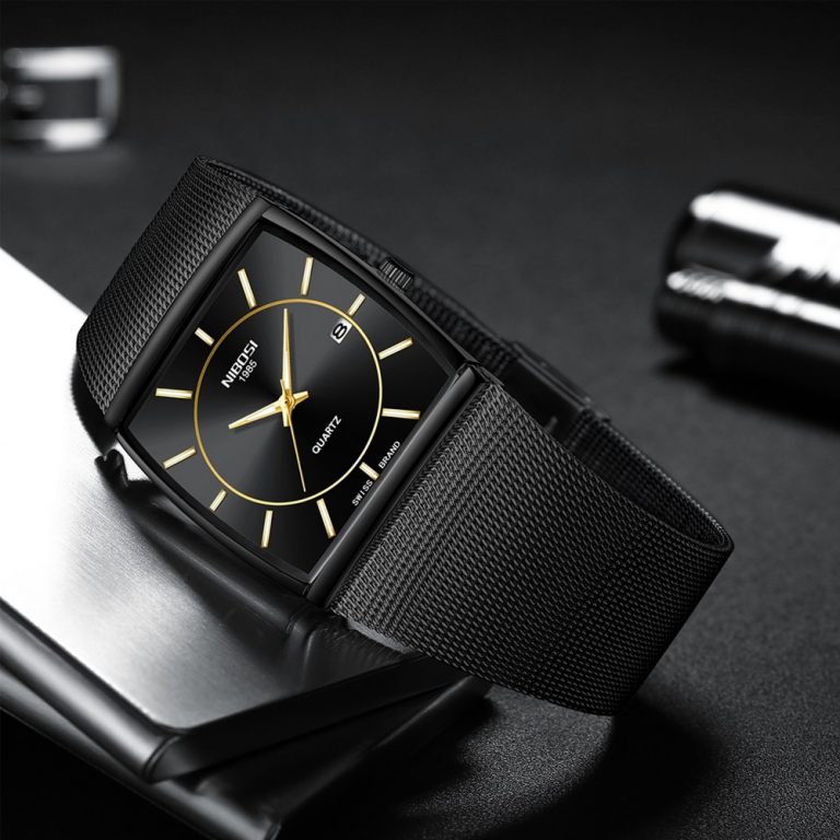 NIBOSI Creative Brand Luxury Mens Square Quartz Watch