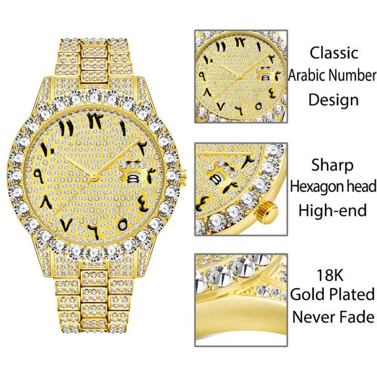 MISSFOX Dropshipping Arabic Numerals Diamond Watch Men Rose Gold Luxury Brand Watch 3Atm Japan Movt FF Unique Men Wrist Watch 2 Timeless Elegance: Rose Gold Diamond Men's Luxury Watch