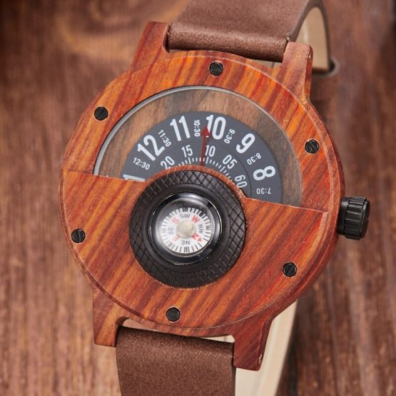 Wooden Watch Men Wrist Real Solid Natural Walnut
