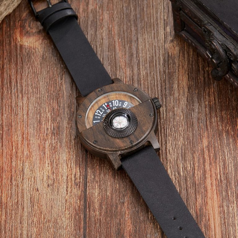 Wooden Watch Men Wrist Real Solid Natural Walnut