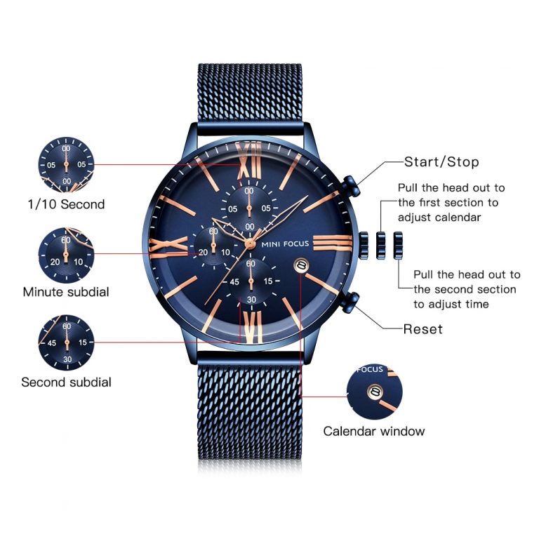 MINI FOCUS Chronograph Mens Watches Top Brand Luxury Quartz