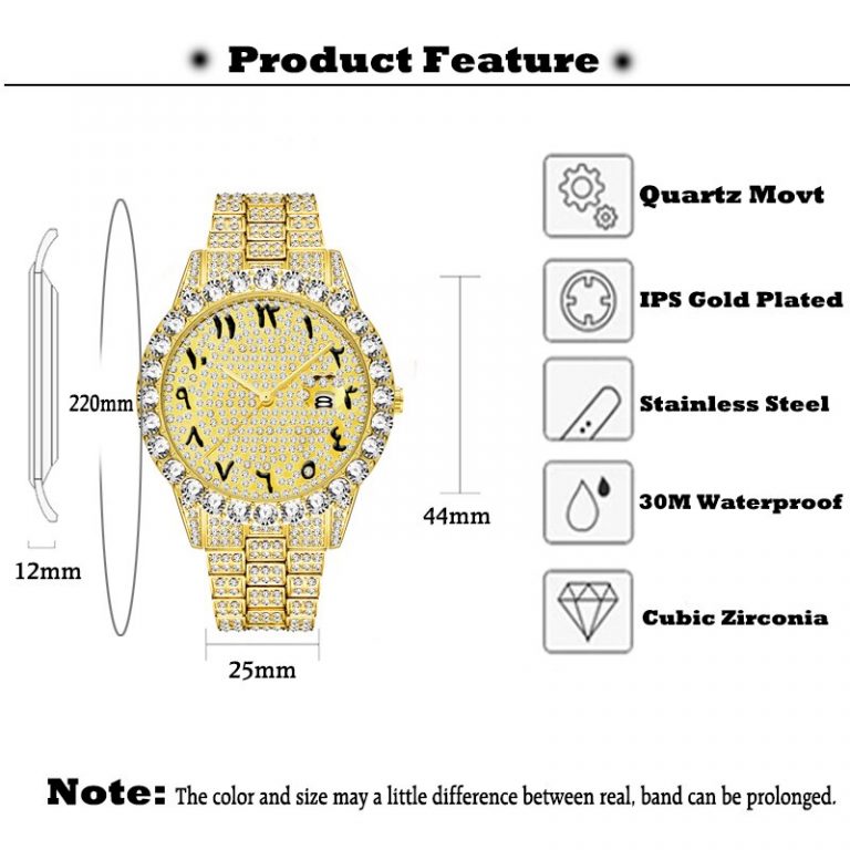 MISSFOX Dropshipping Arabic Numerals Diamond Watch Men Rose Gold Luxury Brand Watch 3Atm Japan Movt FF Unique Men Wrist Watch 3 Timeless Elegance: Rose Gold Diamond Men's Luxury Watch