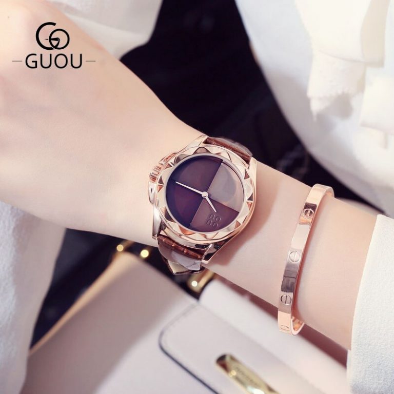 Women Watches Leather Quartz Ladies Watch Waterproof Fashion Casual GUOU New Clock Woman Wrist Watches For Women Montre Femme 1 Women Watches Leather Quartz Ladies Watch Waterproof