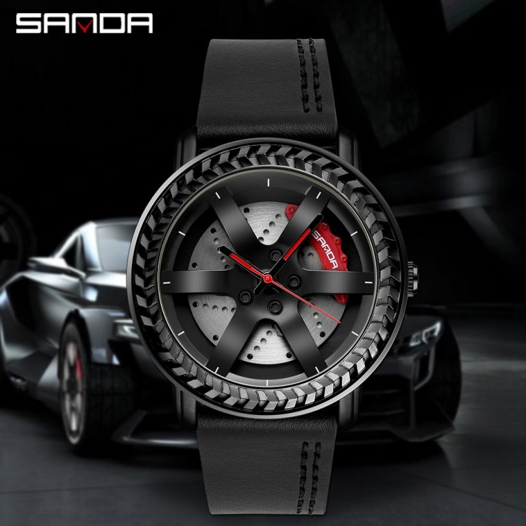 New Black Car Wheel Rim Hub Watch for Men Sports Watches Waterproof Creative SAAT Relogio Masculino Quartz Watch Man Wrist Watch 3 Wheel Rim Hub Watch for Men Sports Watches Waterproof
