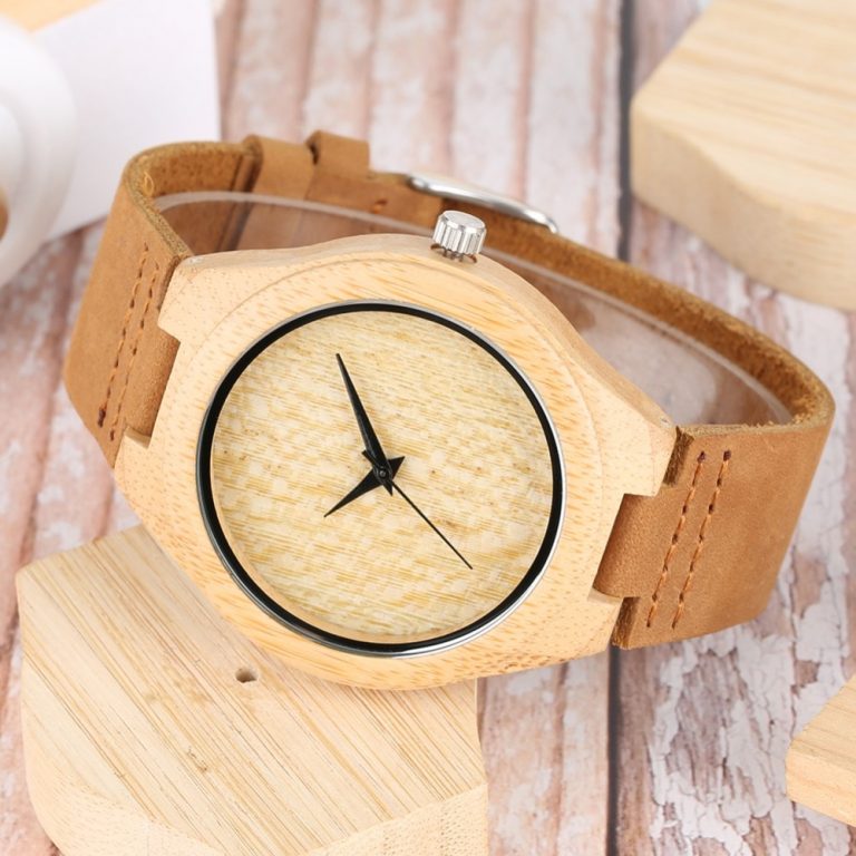 Bamboo Wooden Watches Genuine Leather Band