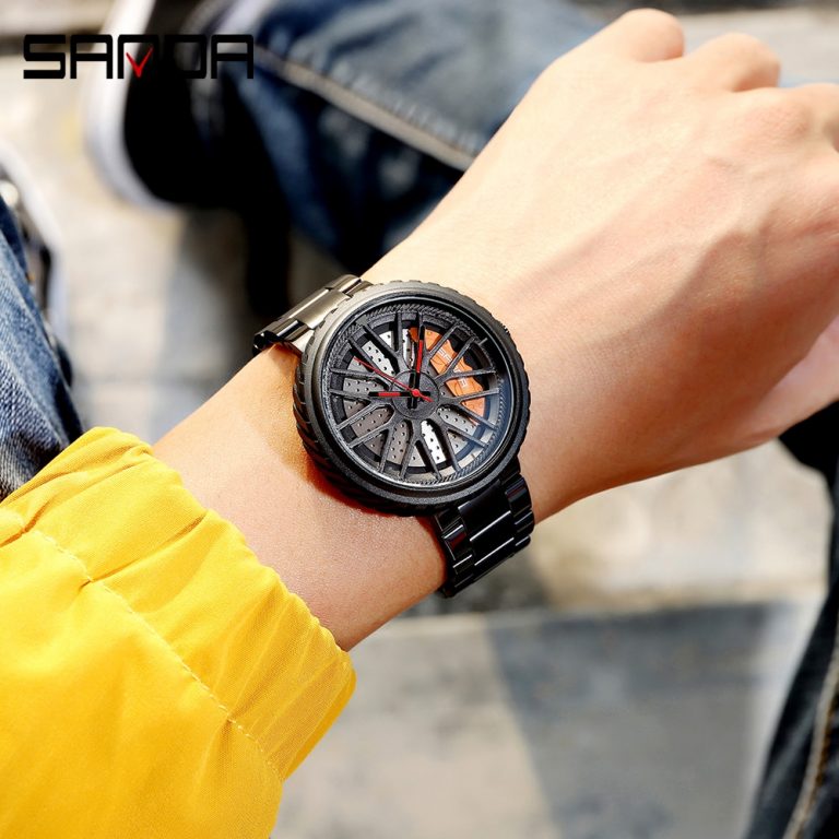 Watch Blue Skeleton Dial Sports Car Rim