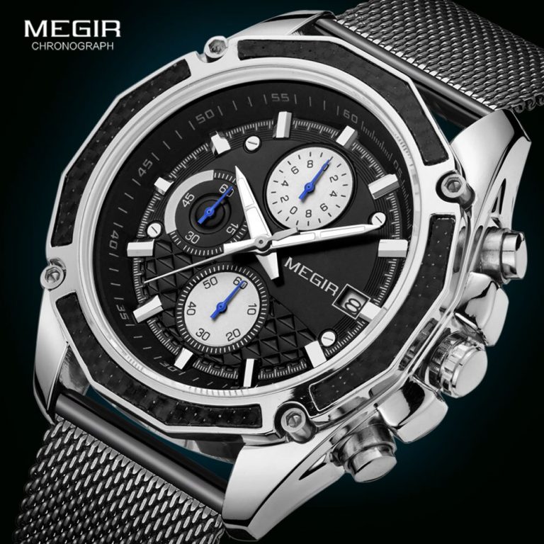 Men Mesh  Casual Sport Chronograph Watch