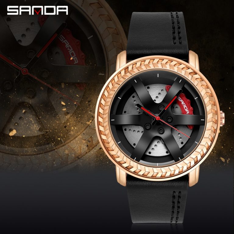 New Black Car Wheel Rim Hub Watch for Men Sports Watches Waterproof Creative SAAT Relogio Masculino Quartz Watch Man Wrist Watch 4 Wheel Rim Hub Watch for Men Sports Watches Waterproof
