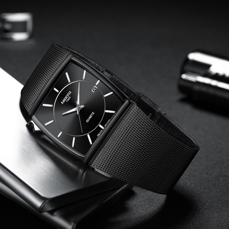 NIBOSI Creative Brand Luxury Mens Square Quartz Watch