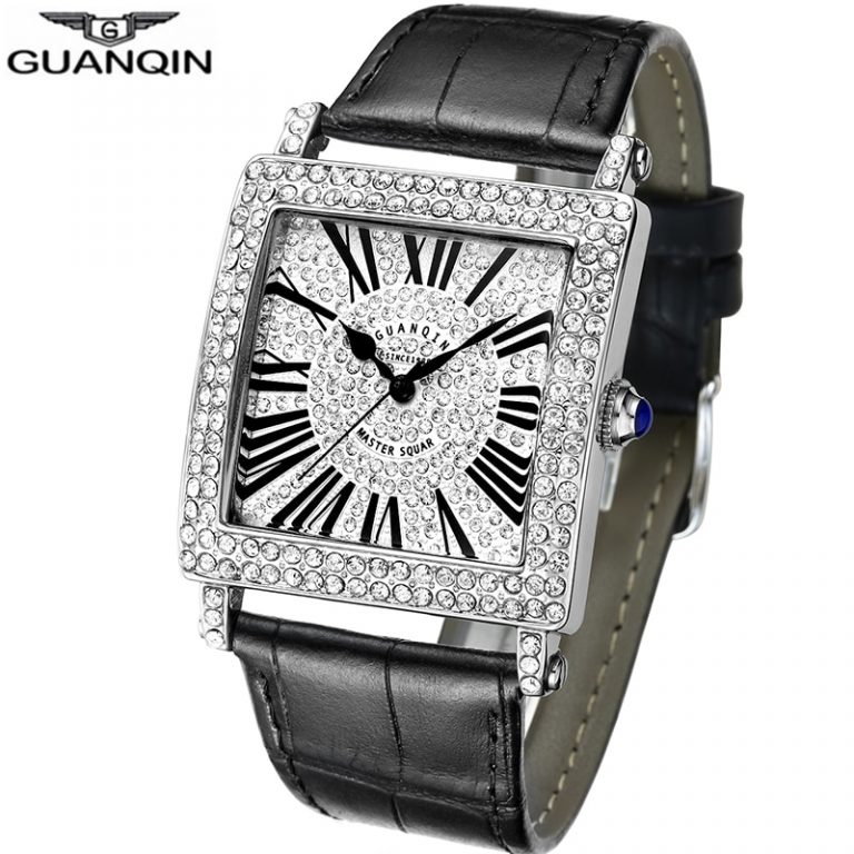GUANQIN Square Case Watch Men Luxury 2018 Men's Wrist Watch Crystal Leather Band Quartz Watch Waterproof Male Clock Man Luxo 1 Timeless Elegance: Luxury Men’s Wrist Watch with Quartz Movement & Leather Band