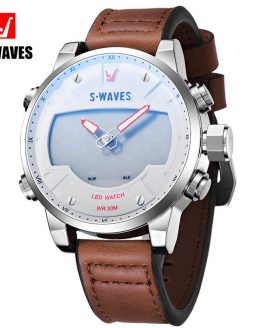 Men's Wrist Watches Waterproof Alarm Clock Leather