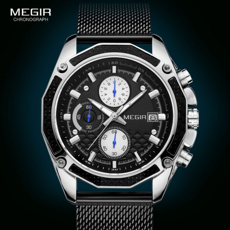 Men Mesh  Casual Sport Chronograph Watch