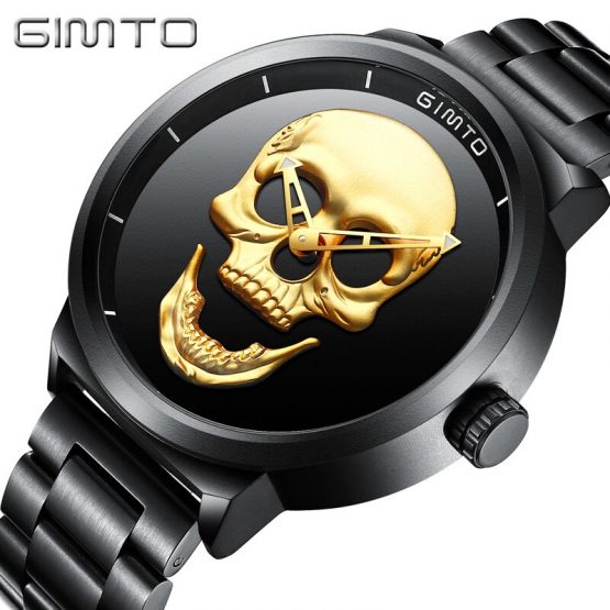 Skull Watch Black Full Steel Unique Mens Wrist Watch
