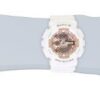 Rose Gold Analog-Digital Watch with White Resin Band Casio