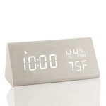 Digital Wooden Alarm Clock 3 Level Brightness & Temperature