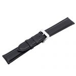 Berfine 22mm Black Calf Leather Watch Band Replacement