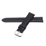 Berfine 22mm Black Calf Leather Watch Band Replacement