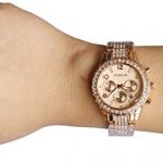 Unisex Luxury Pave Floating Crystal Diamonds Quartz Watch