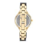 Gold-Tone and Black Shimmer Resin Bangle Watch Anne Klein