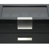 Ebony Wood Watch Box - Elegant Storage for 20 Watches with Glass Top and Stainless Steel Accents