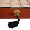 Luxury Cherry Wood Watch Box - Secure 12 Watch Display Case with Glass Top, Ideal Gift for Watch Enthusiasts