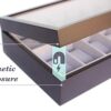 Espresso Wooden Watch Box Organizer with Glass Display Top