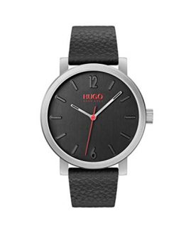 Leather Strap HUGO Stainless Steel Quartz Watch