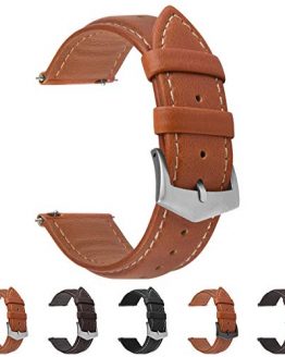 Dark Brown 20mm Watch Band Leather Quick Release