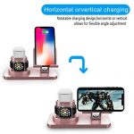 180° Rotation 3-in-1 Phone Charger Stand Holder – Rose Gold Dock for iPhone, Apple Watch & AirPods
