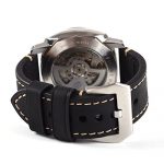 20mm Black-Silver Leather Watch Band
