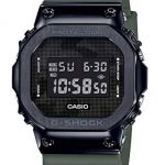 Men's Casio G-Shock Digital Black Ion-Plated Metal Bezel Camo Dial Watch