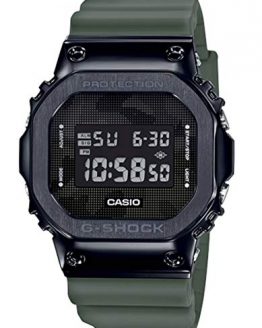 Men's Casio G-Shock Digital Black Ion-Plated Metal Bezel Camo Dial Watch