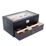 12 Slots Lockable Drawer Collection Holder PU Leather Display Case