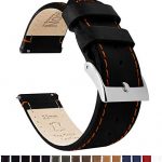 16mm Black Orange Leather Watch Band Strap