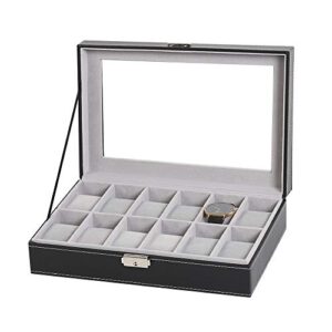 Watch Box Organizer Watch Holder for Men, Glass Top