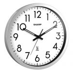 Sharp Atomic Analog Wall Clock - 12" Silver Brushed Finish
