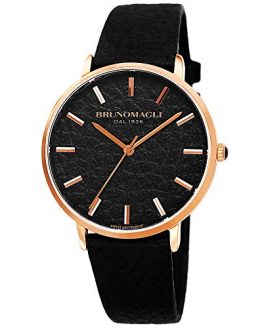 Black Italian Leather Dial Strap Watch Bruno Magli