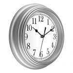 Silver Wall Clock 9 inch Silent Non Ticking Quartz
