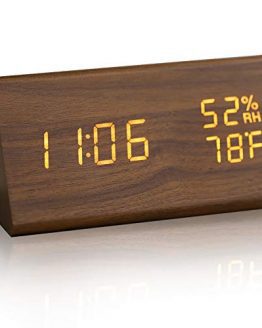 JCHORNOR Wood Digital Alarm Clock, Led Time Display Wooden