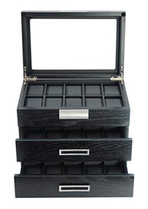 Ebony Wood Watch Box Display Case