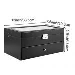 12 Slots Lockable Drawer Collection Holder PU Leather Display Case