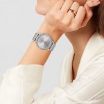 Silver Wrist Watch with Stainless Steel Mesh Strap Ladies