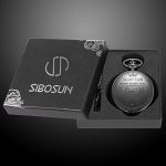 SIBOSUN Pocket Watch Men Chain Fob Quartz Engraved