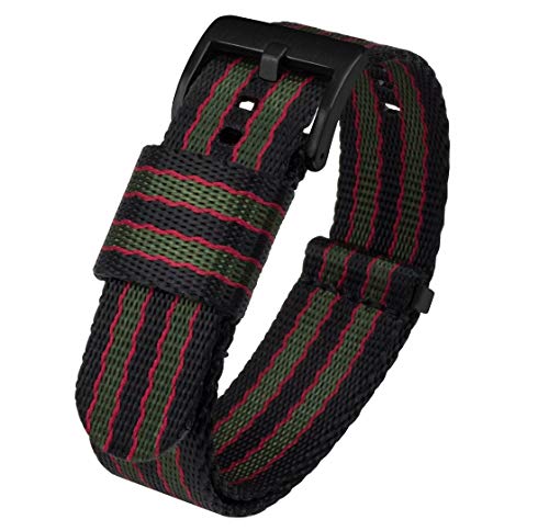 22mm Black Buckle Seat Belt Nylon Watch Bands