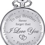 Pocket Watch Engraved with Chain for Mens