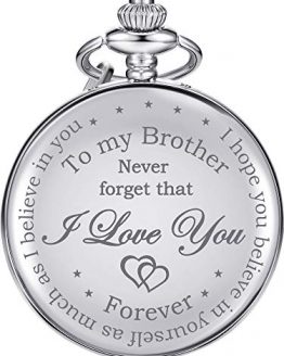 Pocket Watch Engraved with Chain for Mens