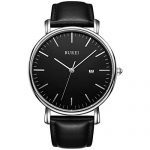 BUREI Men's Fashion Minimalist Wrist Watch Analog Black Date