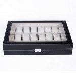 24 Slot Elegant Portable Black Watch Box Case Organizer