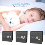 Bedroom Wood LED Cube Desk Alarm Clock